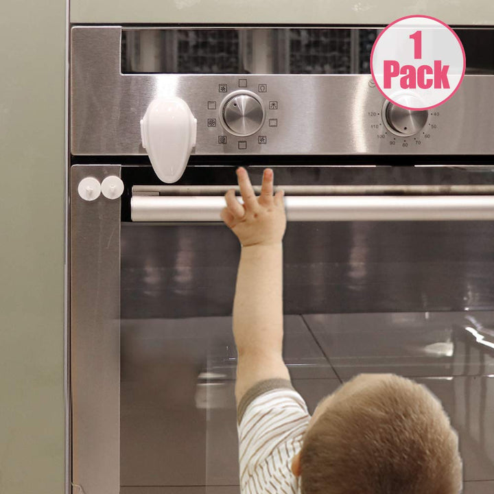 Mom'S Choice Gold Awards Winner -  1 Pack Childproof Oven Door Lock, Oven Front Lock Easy to Install & Heat-Resistant Material No Tools Need or Drill (Black)(Only for Flat Surface)