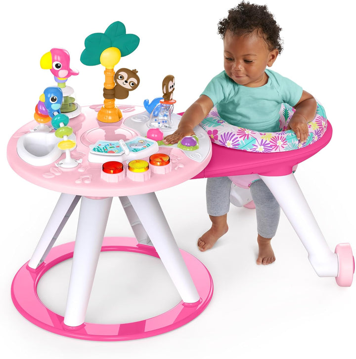 around We Go 2-In-1 Baby Walker, Discovery Activity Center and Table, Tropic Coral, Ages 6 Months+