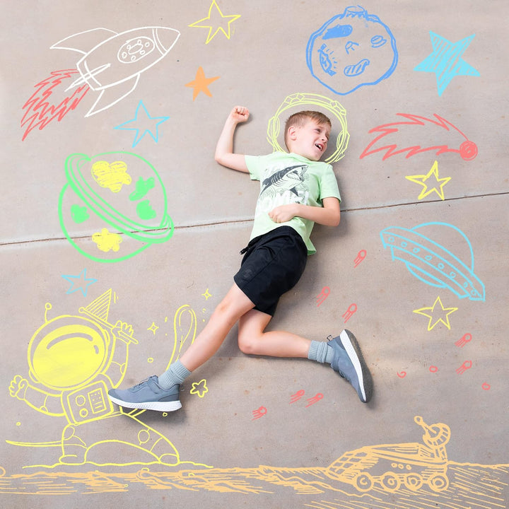 120 PCS Sidewalk Chalks for Kids Giant Box Non-Toxic Jumbo Colored Washable Sidewalk Chalk for Toddlers in 10 Colors