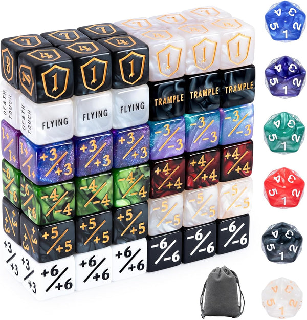 78 Pieces MTG Dice Set with plus 1 Life Counter & Keyword Token Dice & Shield & Spindown Dice in 12 Colors for MTG, Cards Gaming Accessories