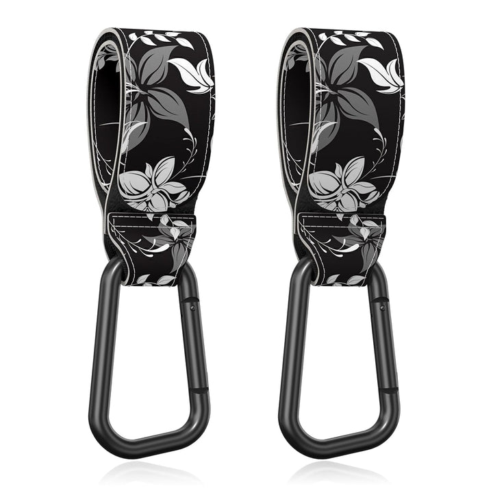 Baby Stroller Hooks for Hanging Bags, Universal Stroller Clips Accessories, Mommy Hook for Diaper Bag, Shopping Cart, Purse, Backpack - 2 Pack, Abstract Leaf