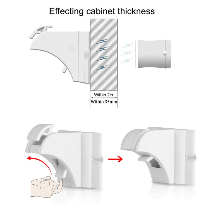 Child Safety Magnetic Cabinet Locks -  4 Pack Adhesive Baby Proofing Cabinets & Drawers Latches