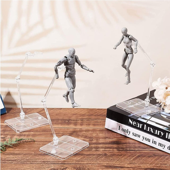 2 Pcs of HG144 Action Figure Stand, Display Holder Base, Doll Model Support Stand Compatible with 6" HG RG SD SHF Gundam 1/44 Toy Clear
