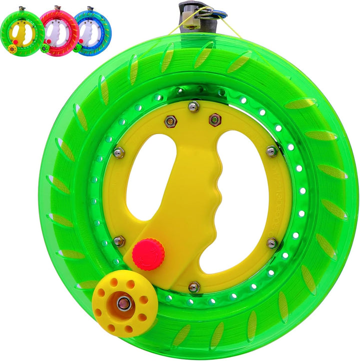 Kite Reel and String Spool, 8Inches Dia with 1000Ft Kite Line, Winder with Lock and Connector for Kids & Adults (Blue)
