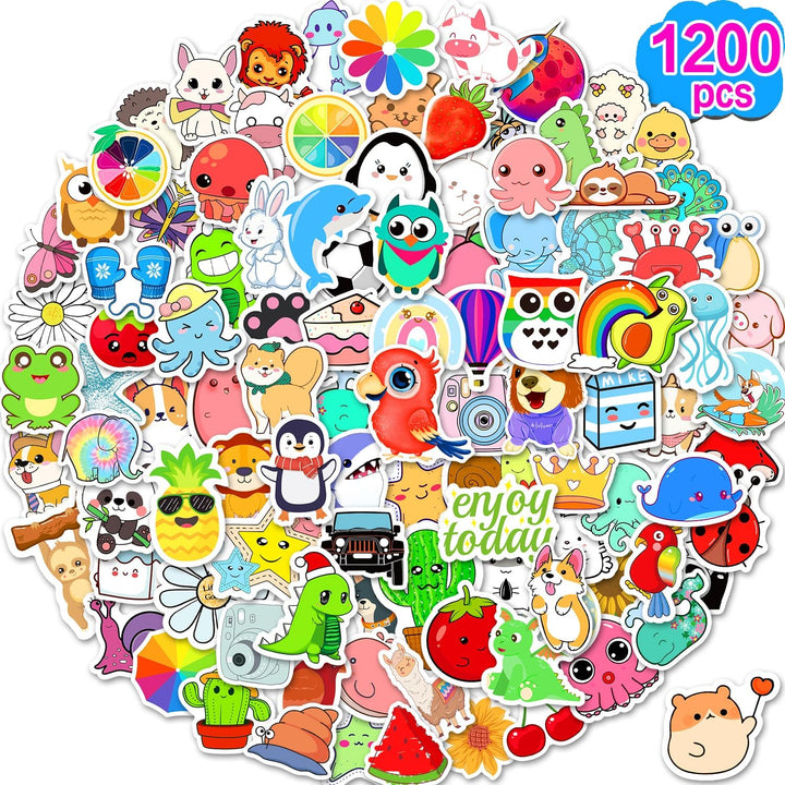 600 Pcs Cute Stickers for Kids, Water Bottle Stickers for Teens, Kawaii Vinyl Phone Laptop Skateboard Animal Waterproof Sticker, Bulk Aesthetic Sticker Packs for Boys Girls Teacher