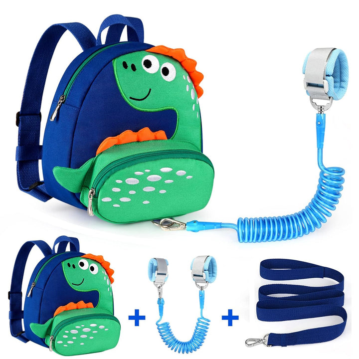 Toddler Harness Backpack Leash, Cute Dinosaur Backpacks with anti Lost Wrist Link, Cute Mini Child Backpack Wristband Tether Strap and Protection Leashes for Boys Girls Aged 1-3 Years
