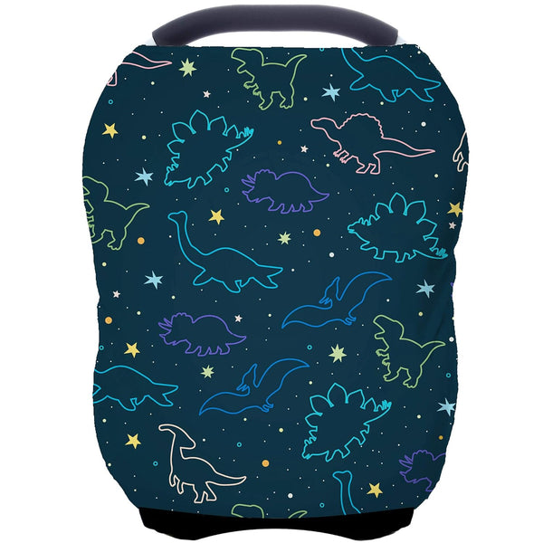 Car Seat Covers Canopy Cover - Multi-Use Cover Carseat Canopy, Breathable Breastfeeding Cover, Car Seat Covers for Bbies, Boys & Girls Shower Gifts (Dark Blue Dinosaur)
