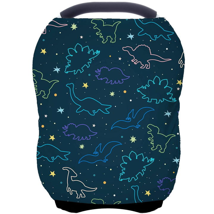 Car Seat Covers Canopy Cover - Multi-Use Cover Carseat Canopy, Breathable Breastfeeding Cover, Car Seat Covers for Bbies, Boys & Girls Shower Gifts (Dark Blue Dinosaur)
