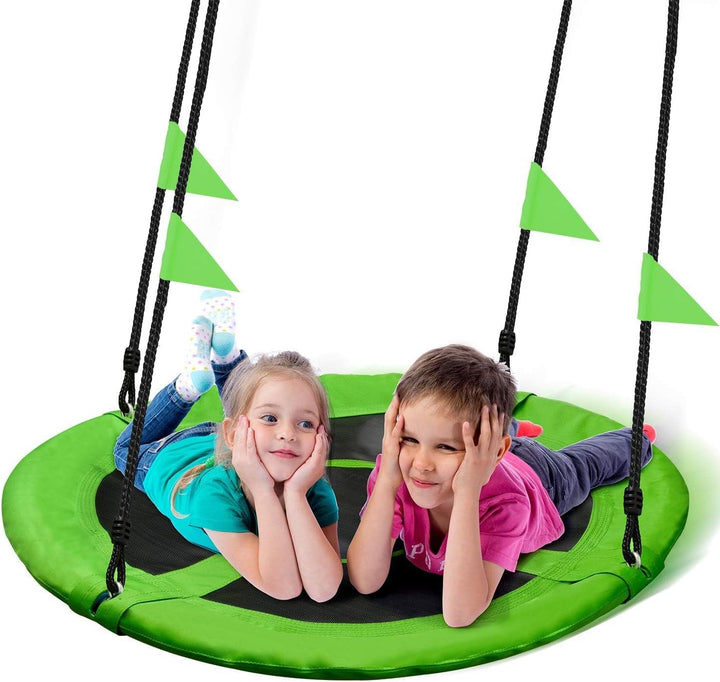 40 Inch Saucer Tree Swing Flying 900Lb Weight Capacity 2 Added Hanging Straps Adjustable Multi-Strand Ropes Colorful Safe and Durable Swing Seat for Children