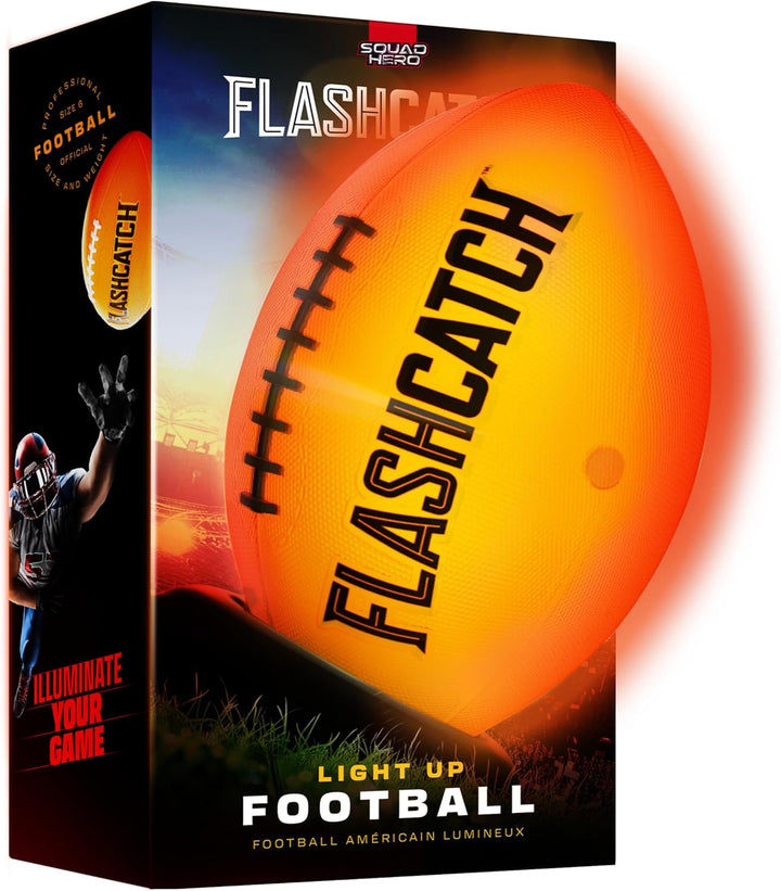 Light up Football - Glow in the Dark Ball - NO 6 - Boys Gifts - Outdoor Sports, Birthday Gifts for Boys 8-15+ Year Old - Kids Teenage Youth Gift Ideas - Boy Toys Stuff Ages 8 9 10 11 12 13 14 15