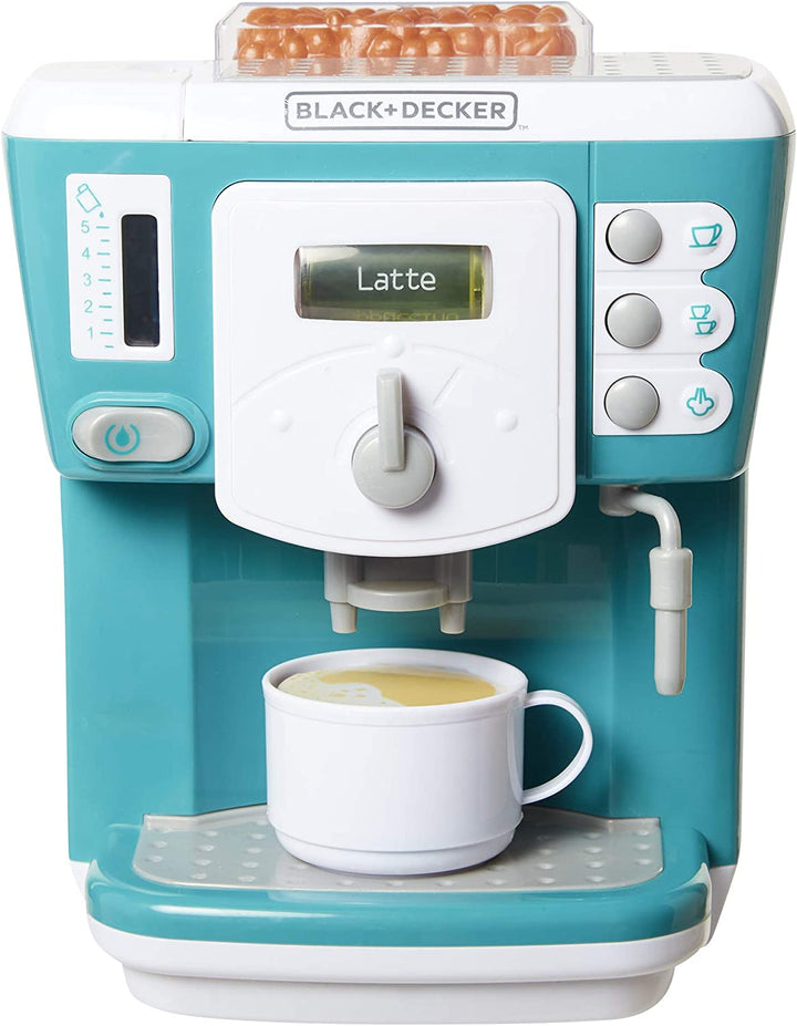 Junior Coffee Maker Role Play Pretend Kitchen Appliance for Kids with Realistic Action, Light and Sound - plus Toy Coffee Mug for Imaginary Brewing Fun
