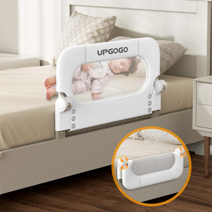Folding Bed Rail for Toddlers,Baby Bed Rail Guard with Reinforced Anchor Safety System,Fit Bunk,Full Size,Queen,King,Twin(Grey,71"X23.6")
