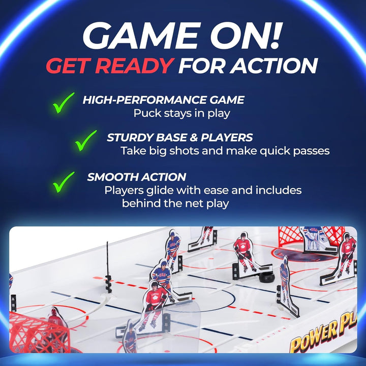 Table Hockey Game 36" X 17" for Adults and Family - Board Game Table Bubble Dome Rod - Arcade Toys Ice Hockey Gift - All Parts Included, 2-4 Players
