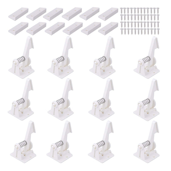 12 Pack Cabinet Locks Child Safety Latches -  Baby Proofing Cabinets Drawer Lock with Adhesive Easy Installation - No Drilling or Extra Screws (White)
