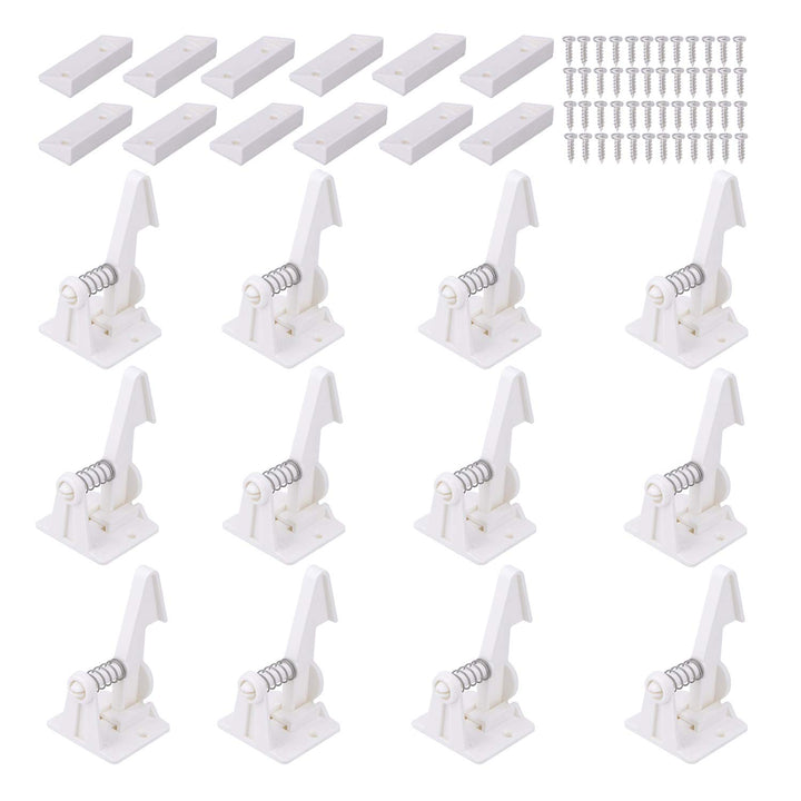 12 Pack Cabinet Locks Child Safety Latches -  Baby Proofing Cabinets Drawer Lock with Adhesive Easy Installation - No Drilling or Extra Screws (White)