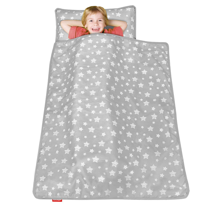 Toddler Nap Mat with Fleece Minky Blanket, Lightweight, Soft Perfect for Kids Preschool, Daycare, Travel Sleeping Bag Boys and Girls, 21" X 50" Fit Standard Cot