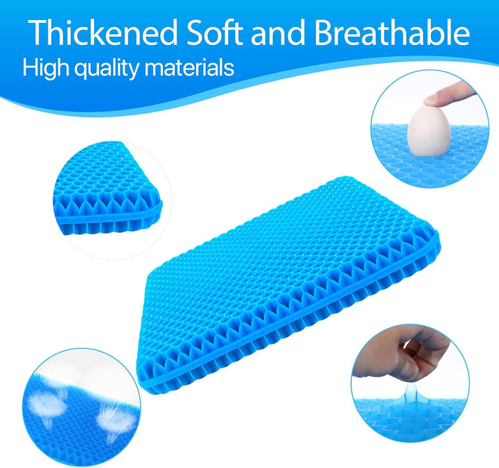 Gel Seat Cushion for Long Sitting (Thick & Extra Large), Gel Cushion for Wheelchair Soft, Gel Chair Cushion Comfy, Gel Car Seat Cushion Breathable, Gel Seat Cushion for Office Chair for Hip Pain