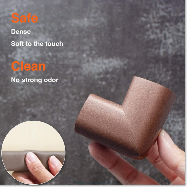Heftyfit Edge Corner Protector Baby Proofing (Large 18Ft Edge 8 Corners), Heavy-Duty, Soft NBR Rubber Foam, Furniture Fireplace Safety Bumper Guard, 3M Adhesive, Coffee Brown