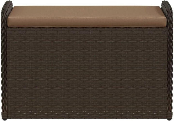 Storage Bench with Cushion Brown 31.5"X20.1"X20.5" Poly Rattan,Multifunctional Outdoor Storage Bench with Padded Seat and Waterresistant Storage Bag
