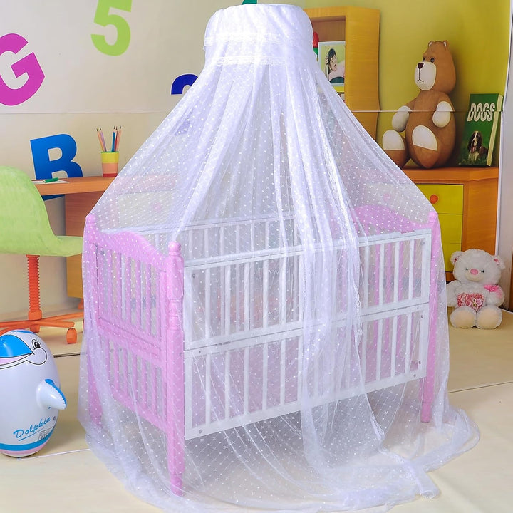 Baby Infant Toddler Bed Dome Cots Mosquito Netting Hanging Bed Net Mosquito Bar Frame Palace-Style Crib Bedding Set (Pink Mosquito Netting Only, without Stand)