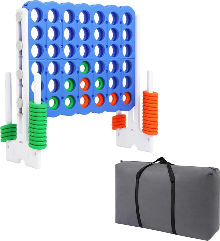 Jumbo 4 in a Row Game, 4-To-Score Giant Game Set with Adjustable Height (2.5-3.5 FT) for Kids & Adults, Indoor/Outdoor Connect Game with Quick-Release Slider, Perfect for Family and Party Games