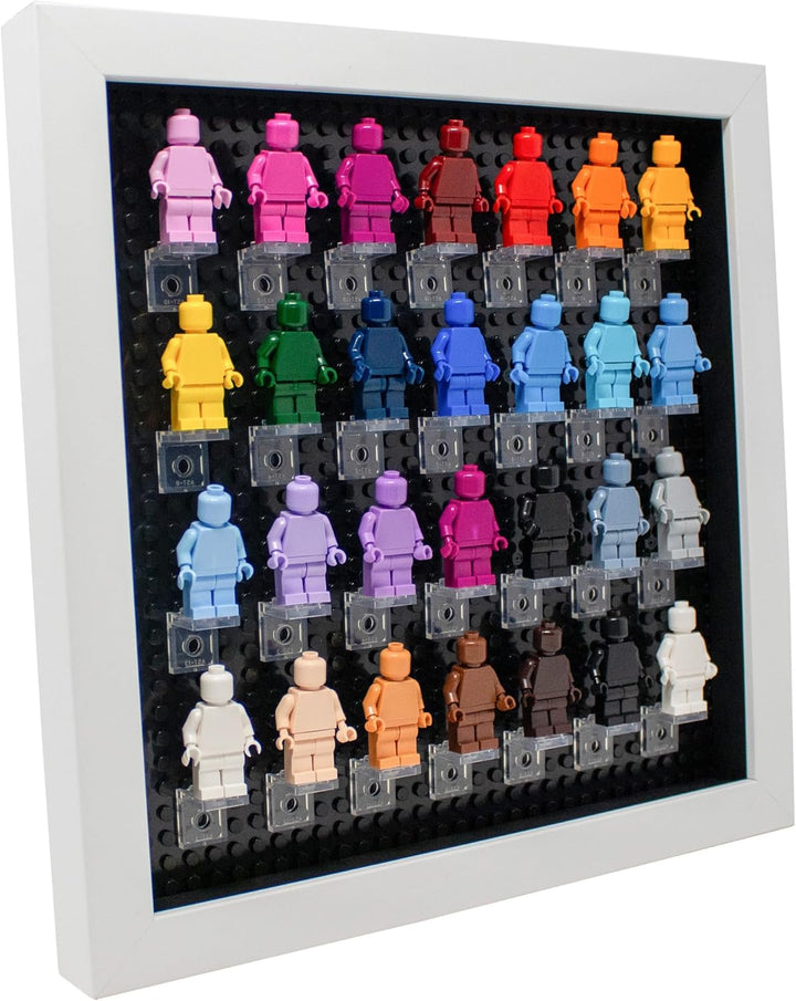 Figurine Display Case 10X10 Black Shadow Box for Miniature Figures 10X10 Black Wood Shadow Box with Black Base to Display up to 28 Block Figures