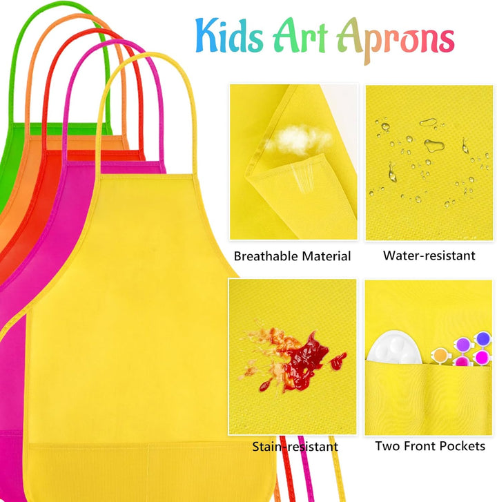 10/20/30 Pcs Kids Painting Apron Kid Art Aprons Toddler Paint Apron Smock with 2 Pockets for Cooking Painting Craft