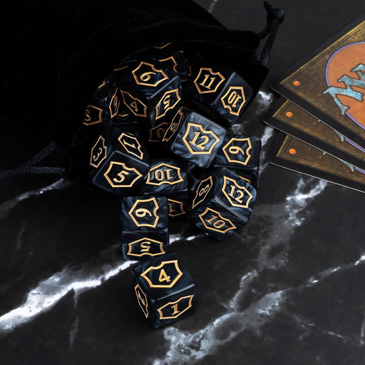 48 Pcs Abilities Keywords Counter Dice Black Shield MTG Dice Counters Bulk Buff Tokens D6 Dice Set for Magic the Gathering, MTG, TCG, Card Games Accessories