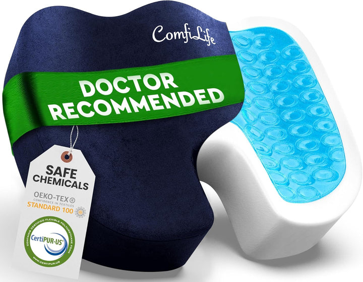 Premium Gel & Memory Foam Seat Cushion – Doctor Recommended Office Chair Cushion, Car Seat Cushion – Chair Cushions for Back & Sciatica Pain Relief – Seat Cushions for Office & Desk (Black)