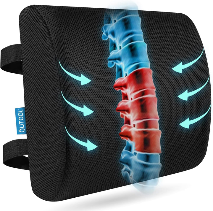 Lumbar Support Pillow for Office Chair,Office Home, College Dorm Room Essentials,Back Support Pillow for Car, Chair Cushions,Back Pain Relief Improve Posture,Mesh Cover Double Adjustable Straps