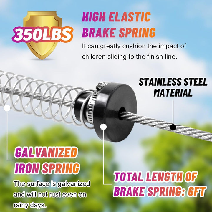 Zip Line Kit 80Ft for Kid and Adults up to 400Lb-Special Retractors and Thickened Disc Seats,Zipline Kit for Backyard