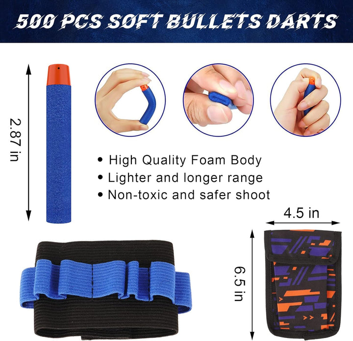Nerf Bullets 500 Official Dart for Nerf N-Elite Series Refill Darts Foam Bullets Ammo Packs - Compatible with All Elite Blaster