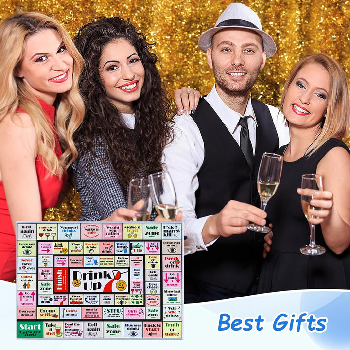 Drinking Board Games for Adults, Rubber Mat Drinking Board Game, Funny Party Interactive Drinking Games for Game Night, Birthday, Family Play or Any Occasion, Age 21+, 2-8 Players