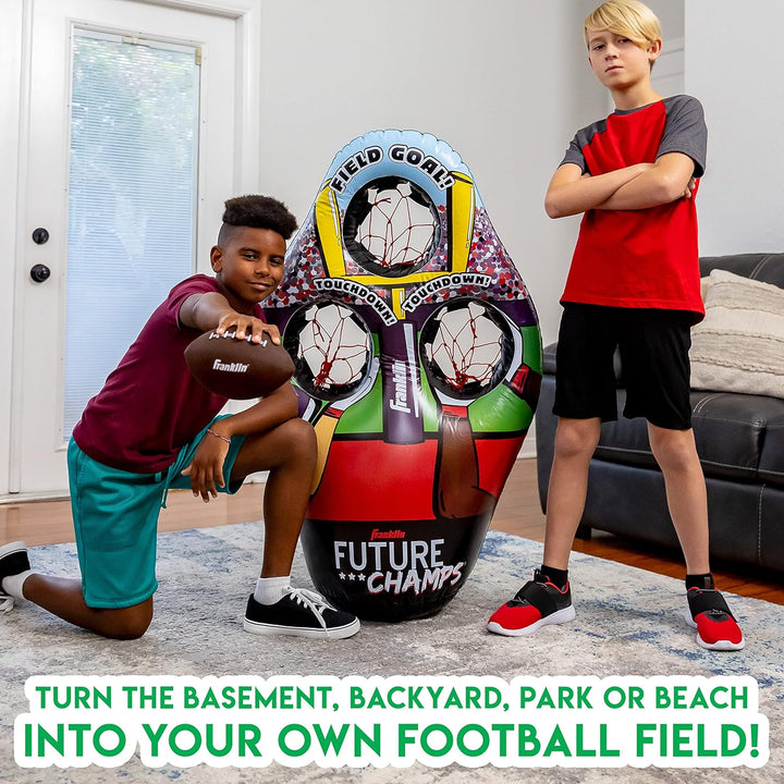 Kids Football Target Toss Game - Inflatable Throwing Target Toy with Soft Mini Footballs - Fun Kids Sports Game