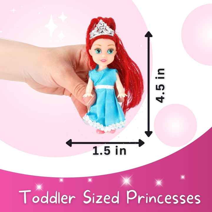 Little Royal Princess Toddler Dolls with Dresses, Girls Imaginative Pretend Play Small Dolls Party Favors Collection (Princess)