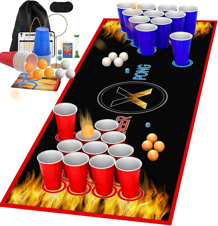 63 X 23.6 Inches Beer Pong Table Mat, Drinking Games for Adults Party – Perfect for Drinks, Soda, Punch, Bbqs, Picnics & Outdoor Gatherings! (First Edition)