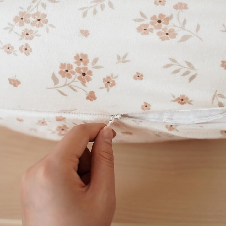 2 Pack Nursing Pillow Covers, Soft and Comfortable Nursing Cover for Breastfeeding Pillows, Pillow Slipcover for Baby Girls Boys Newborn(Brown, Blossom)