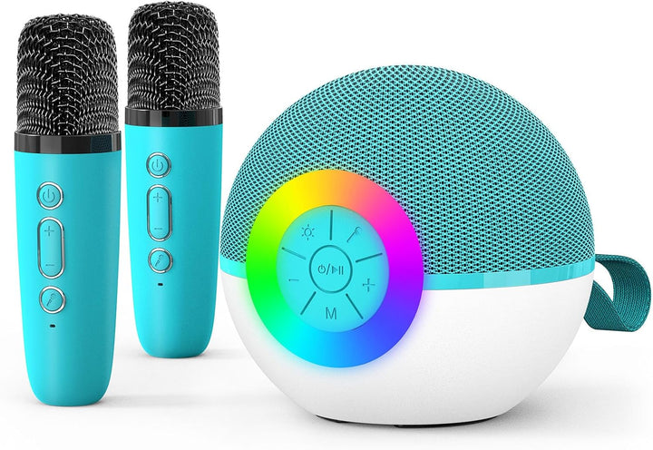 Mini Karaoke Machine Speaker for Kids Adults, Portable Bluetooth Microphone Song Toys with LED Light, Best Chritmas Birthday Festival Gift for 3 4 5 6 7 8+ Year Old Girls Boys (Purple-2Mic)