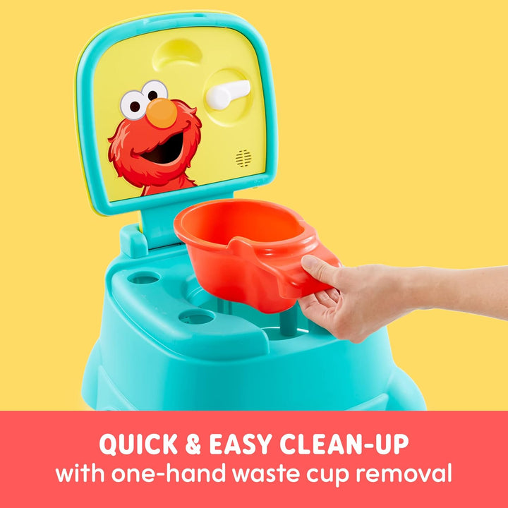 Elmo Hooray 3-In-1 Potty Training Toilet Seat and Step Stool, Easy to Clean Design with Flush Handle and Sounds, Portable and Great for Travel, Perfect for Toddler Boys and Girls 1-3