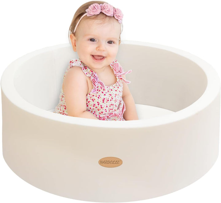 Baby Ball Pit 35.4" Soft round Memory Foam Ball Pits NOT Included Balls Indoor Outdoor Playpen for Babies Toddlers Kids Great Gift for Girls Boys, White