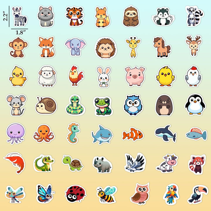 100 PCS Water Bottle Stickers for Kids,Waterproof Vinyl Animal Stickers for Kids,Skateboard,Laptop Stickers for Girls Boys Classroom Prizes