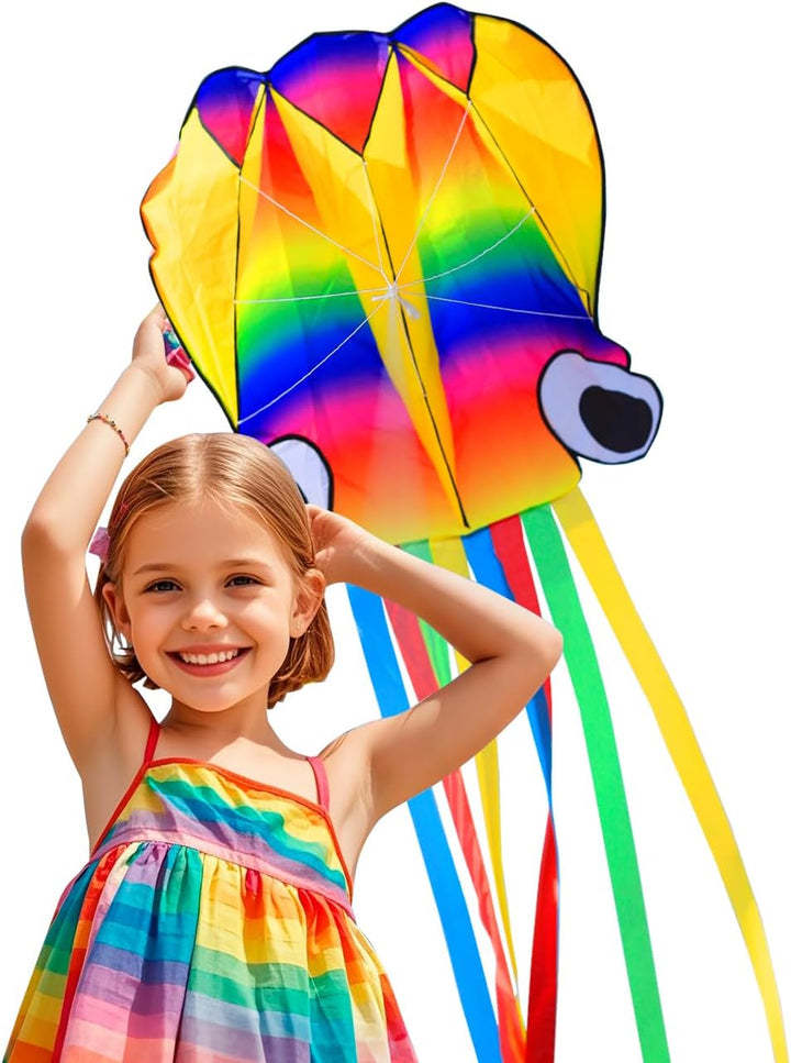 Large Octopus Kites for Kids & Adults,Big Kite for Beginners, Kites for Kids Ages 4-8,Outdoors Activities with Line and Handle