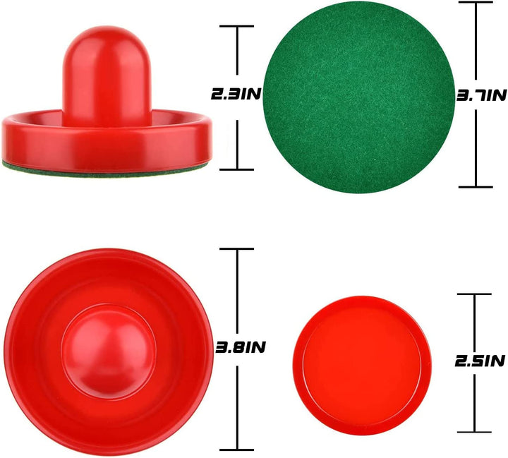 Air Hockey Pushers and Pucks - Air Hockey Paddles and Goal Handles Replacement Accessories for Game Tables (4 Pushers, 8 Pucks)
