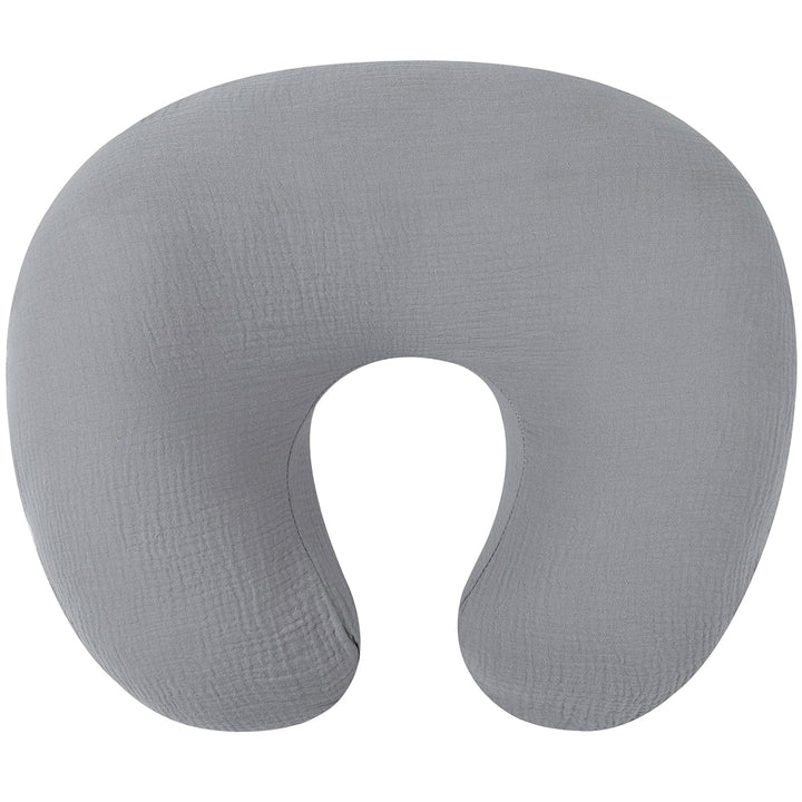 Muslin Nursing Pillow Cover Soft 100% Cotton Feeding Pillow Slipcover Fits Standard Infant Nursing Pillow for Baby Boy and Girl, Fog