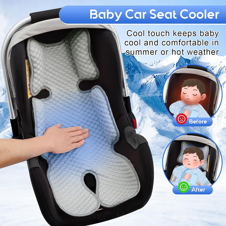 Car Seat Cooling Pad for Baby, Mink Dot Car Seat Cooler Mat for Girls Boys, Stroller Cooling Pad with 3D Breathable Mesh, Multifunctional Infant Carseat Cooling Insert Liner for Summer