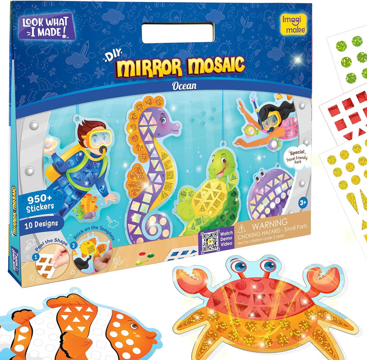 Mirror Mosaic Princess & Unicorn Kids Art Set | DIY Craft Kit | Foil Stickers for Kids | Birthday Gift for Girls and Boys Ages 3,4,5,6,7,8 | 3 Year Old Girl Gifts