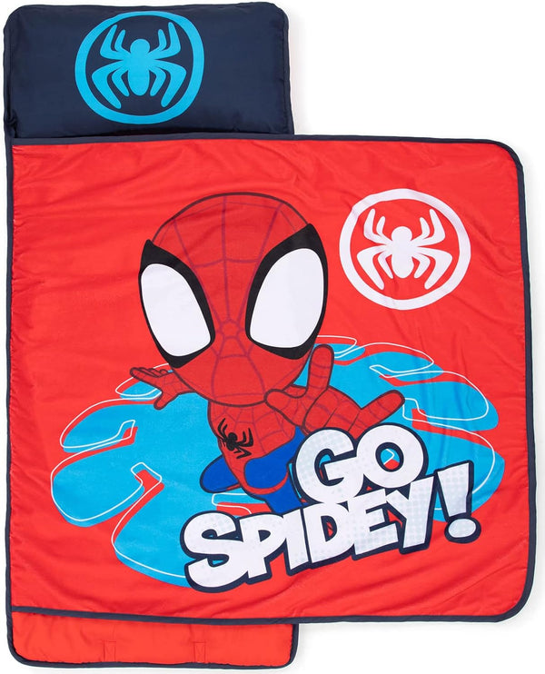 Marvel Spidey & His Amazing Friends Go Spidey Nap Mat – Built-In Pillow and Blanket - Super Soft Microfiber Kids'/Toddler/Children'S Bedding, Ages 3-7
