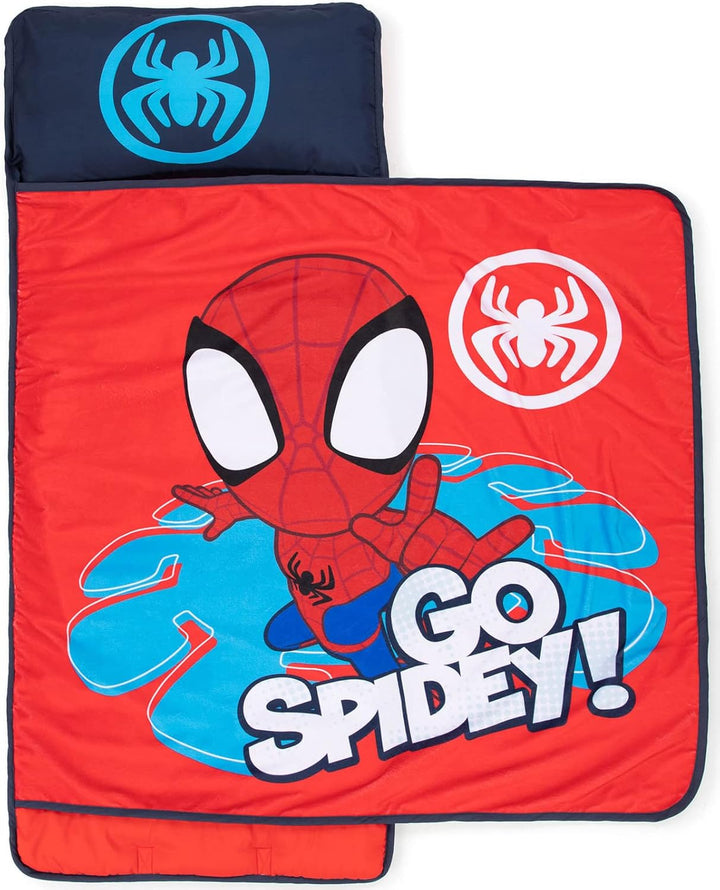Marvel Spidey & His Amazing Friends Go Spidey Nap Mat – Built-In Pillow and Blanket - Super Soft Microfiber Kids'/Toddler/Children'S Bedding, Ages 3-7