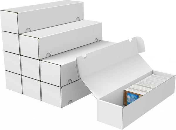 Trading Card Storage Box, 10-Pack 1100 Count White Corrugated Cardboard Bulk Sports Storage Box for Tcg/Magic/Mtg Basketball Cards, Collectible Trading Cards