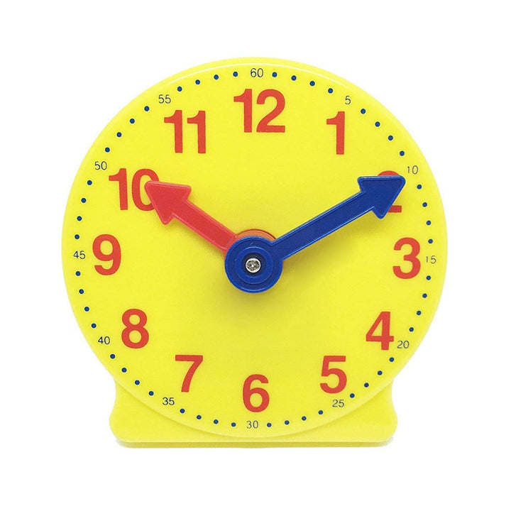Plastic Mini Geared Clock, Learning Clock Classroom Kit, Clock for Kids Learning to Tell Time, Yellow Practice Clock for Kids, Teaching Clock, School Supplies (Set of 1)